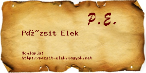 Pázsit Elek névjegykártya