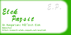 elek pazsit business card